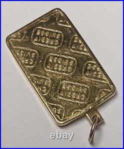 5 Gram. 9999 Fine Gold Credit Suisse Fine Gold Pendant Bar in 14K Bezel 5g Bar