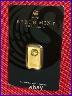 5 Gram Australia Perth Mint 99.99 Fine Gold Art Bar in Certified Assay Card