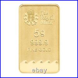 5 Gram Britannia Gold Bar. 9999 Fine (In Assay)