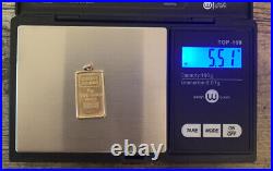 5 Gram Credit Suisse Fine Gold Bar Pendant / Charm with 14k Bezel