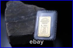 5 Gram Engelhard Maple Leaf Collectible 9999 Fine Gold Bar in Original Mint Seal