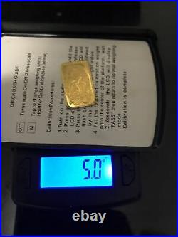 5 Gram PAMP Gold Lady Fortuna. 9999 Fine/ 1 Gram 14K Gold = 6 Grams Total