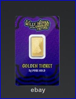 5 Gram PAMP Suisse Willy Wonka 9999 Fine Gold Bar New Sealed Assay Limit of 3000