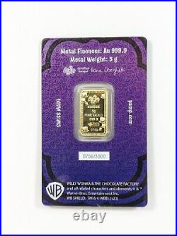 5 Gram PAMP Suisse Willy Wonka 9999 Fine Gold Bar New Sealed Assay Limit of 3000