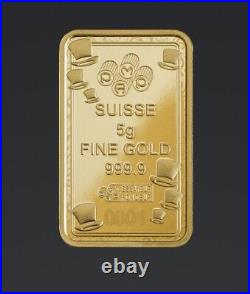 5 Gram PAMP Suisse Willy Wonka 9999 Fine Gold Bar New Sealed Assay Limit of 3000