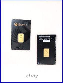 5 Gram Perth Mint Australia 999,9 Fine Gold Bar Sealed in Black Assay Card 5 Gram Perth Mint Australia 999,9 Fine Gold Bar Sealed in Black Assay Card
