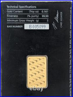 5 Gram Perth Mint Australia 999,9 Fine Gold Bar Sealed in Black Assay Card 5 Gram Perth Mint Australia 999,9 Fine Gold Bar Sealed in Black Assay Card