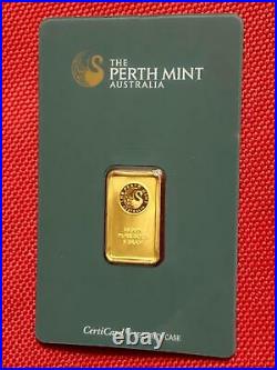 5 Gram Perth Mint (Australia) 99.99 Fine Gold Art Bar in Classic CertiCard