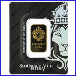 5 Gram Scottsdale Lion. 9999 Fine Gold Bar in Assay