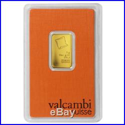 5 Gram Valcambi. 9999 Fine Gold Bar in Assay