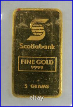 5 Grams Gold Bar JM Johnson Mathey SCOTIABANK 9999 Fine Gold 01594