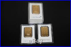 (5) Pamp Suisse Or Credit Suisse 1 Oz. Fine. 999 Gold Bars 5 Ounces Total