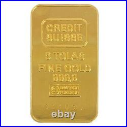 5 Tolas Credit Suisse Falcon Art Gold Bar. 9999 Fine