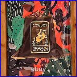 5 gram. 9999 Fine Gold Bar KOMSCO World Bar American Cowboy in Sealed Assay Card