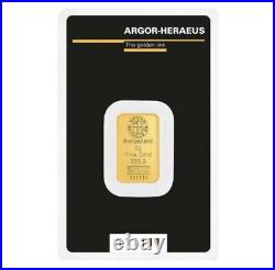 5 gram Argor Heraeus Gold Bar. 9999 Fine 24K (AUTHENTIC!)