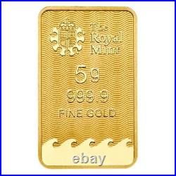 5 gram Britannia Gold Bar Henna Design. 9999 Fine (In Assay)