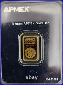 5 gram Gold Bar 999.9 Fine in Sealed Assay APMEX (In TEP Package) SKU #63283