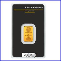 5 gram Gold Bar Argor Heraeus Gold Bar 999.9 Fine in Assay Card 5 gram Gold Bar Argor Heraeus Gold Bar 999.9 Fine in Assay Card