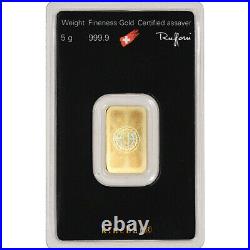 5 gram Gold Bar Argor Heraeus Kinebar Hologram 999.9 Fine in Assay