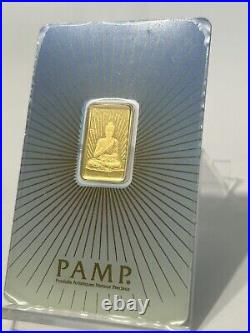 5 gram Gold Bar PAMP Suisse BUDDHA 999.9 Fine in Sealed Assay