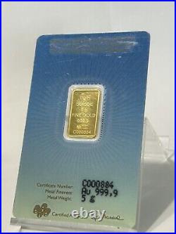 5 gram Gold Bar PAMP Suisse BUDDHA 999.9 Fine in Sealed Assay