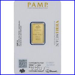 5 gram Gold Bar PAMP Suisse Fortuna 999.9 Fine in Assay Ten 10 Bars