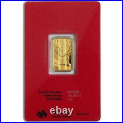 5 gram Gold Bar PAMP Suisse Lunar Year of the Monkey 999.9 Fine in Assay
