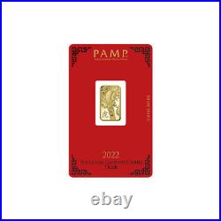 5 gram Gold Bar PAMP Suisse Lunar Year of the Tiger 999.9 Fine in Assay