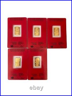 5 gram Gold Bar PAMP Suisse Year of the Dragon 999.9 Fine in Assay