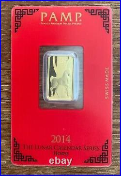 5 gram Gold Bar PAMP Suisse Year of the Horse 999.9 Fine in Assay