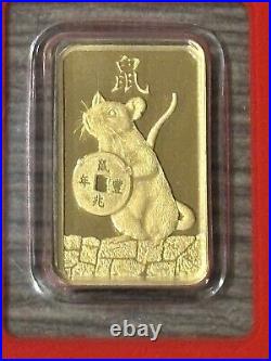 5 gram Gold Bar Pamp Suisse 2020 LUNAR RAT. 9999 Fine #0001325