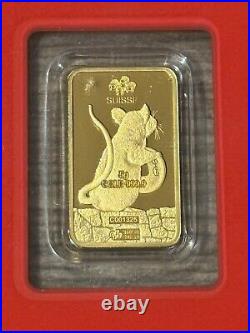 5 gram Gold Bar Pamp Suisse 2020 LUNAR RAT. 9999 Fine #0001325