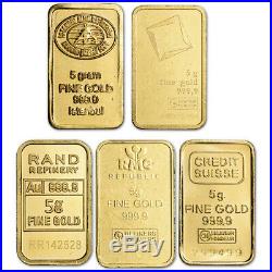 5 gram Gold Bar Random Brand Secondary Market 999.9 Fine