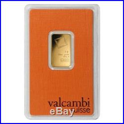 5 gram Gold Bar Valcambi Suisse. 9999 Fine (In Assay)