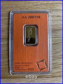 5 gram Gold Bar Valcambi Suisse 999.9 Fine in Sealed Assay