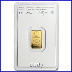 5 gram Hologram Gold Bar Kinebar Austria- 999.9 Fine in Assay Mint Sealed