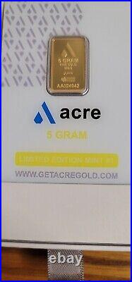 5 gram PAMP Swiss Gold Bar Acre Gold limited Edition 999.9 Fine Sealed Assay