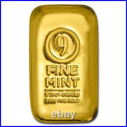 5 oz Cast-Poured Gold Bar 9Fine Mint