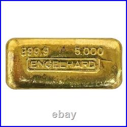 5 oz Gold Engelhard Vintage Loaf Style Bar. 9999 Fine (No Serial Number)
