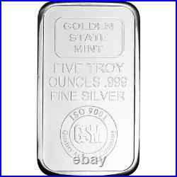 5 oz. Golden State Mint Silver Bar. 999 Fine