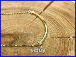 $800 TIFFANY & CO 750 18k Gold Small T Smile Bar Necklace SALE! EUC Fine Jewelry