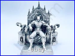 8.3 oz Hand Poured Silver Bar. 999+ Fine Batman On Throne by The Gold Spartan