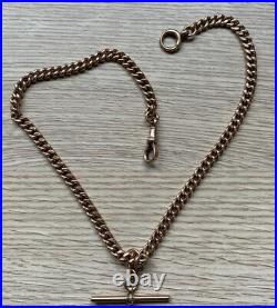 9ct Antique Rose Gold Double Albert Watch Chain T Bar Necklace