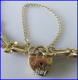 9ct Gold Bracelet Vintage 9ct Yellow Gold Two Bar Gate Bracelet & Safety Chain