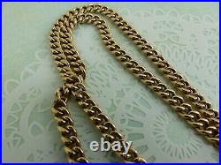 9ct Gold Curb Chain T-Bar Albert Double Antique Edwardian 15 3/4'' 29grams