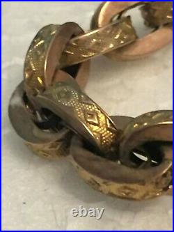 9ct gold albert watch chain t bar decorated links victorian c1800s john grinsell