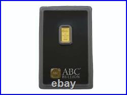 ABC Bullion 1 Gram 999.9 Fine Gold Minted Bullion Bar