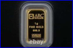 ABC Bullion 1 Gram 999.9 Fine Gold Minted Bullion Bar