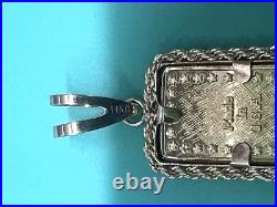 AMERICAN. 999 FINE GOLD INGOT BAR With 14K PENDANT 5MM BEZEL FRAME CHAIN NECKLACE