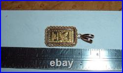 AMERICAN. 999 FINE GOLD INGOT BAR With 14K PENDANT 5MM BEZEL FRAME CHAIN NECKLACE